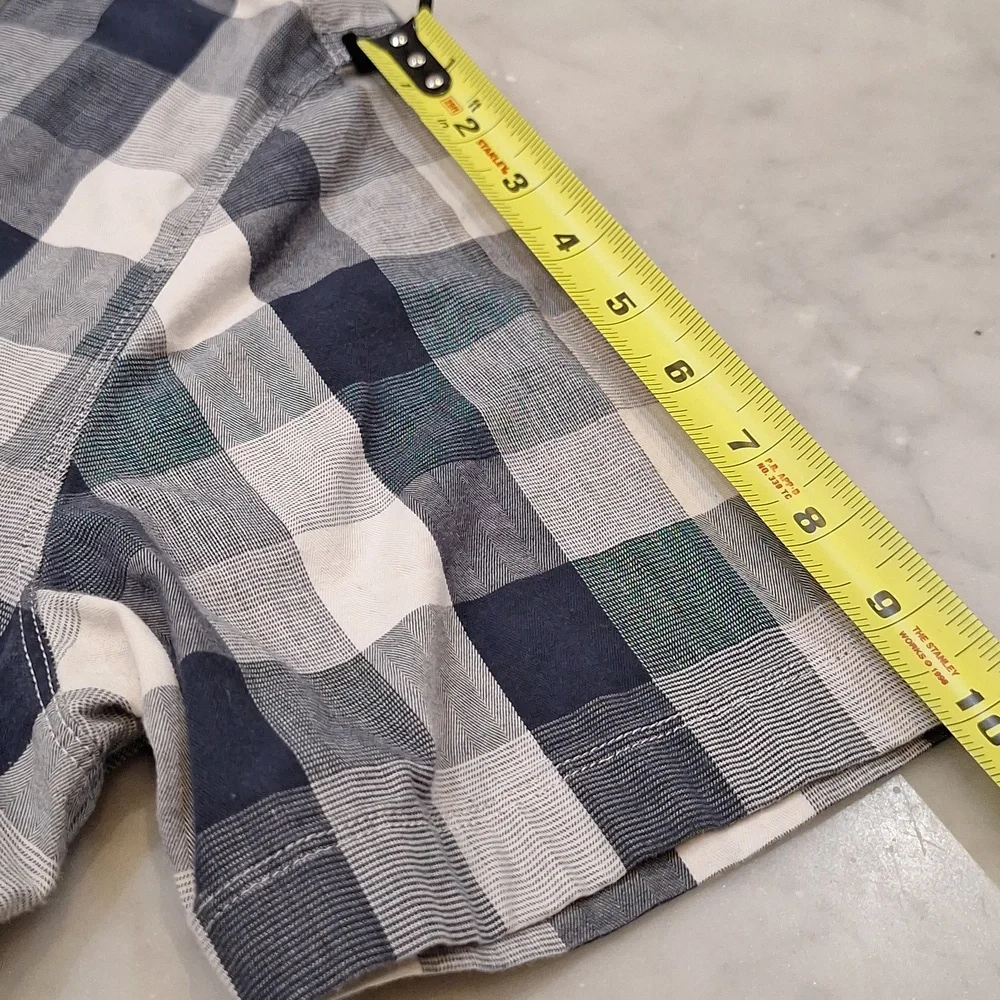 The North Face Men's Blue Plaid Shortsleeve Shirt Sz Large Navy White Hiking‎
